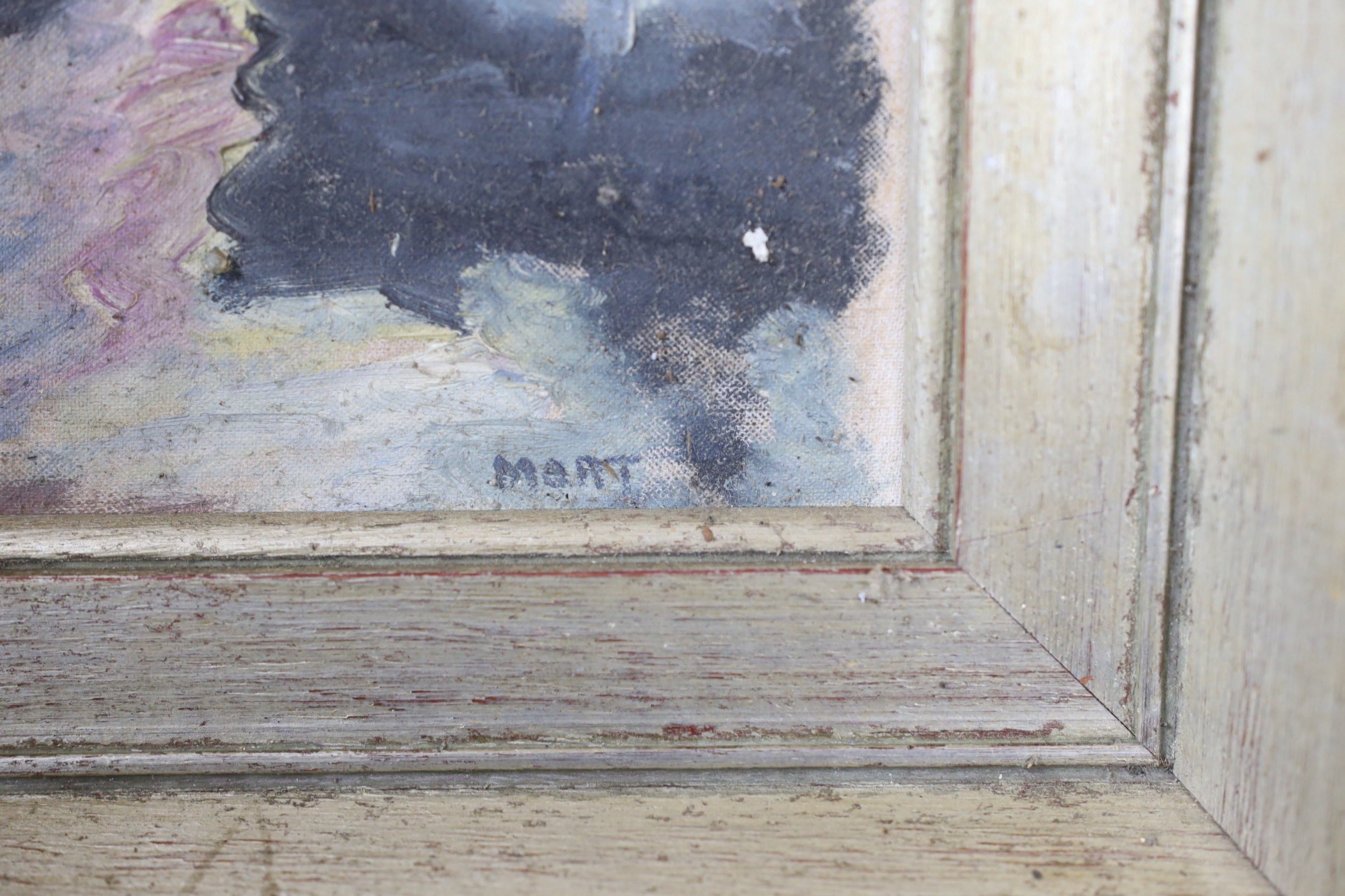 Marjorie Mort (1906-1988), oil on board, 'In Harbour', signed and inscribed verso, 24 x 35cm